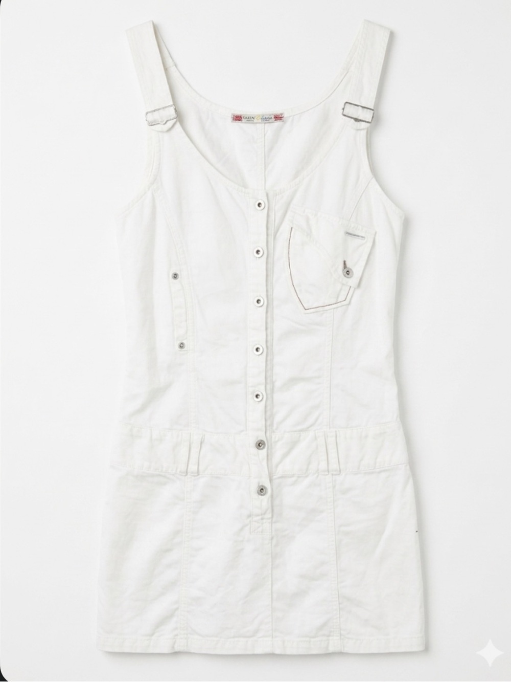 Gaudi Vintage White Button-Front Denim Tank Dress